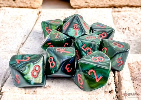 Scarab® Jade/red Ankh D10 Dice Block™ (10) Green/red numbers