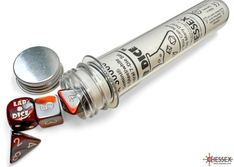 Gemini Red-Steel/white Polyhedral 7-Dice Set (with bonus die)