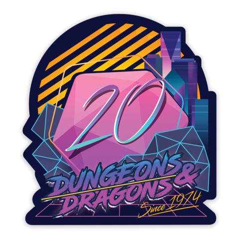 Holographic Retro D20 Sticker