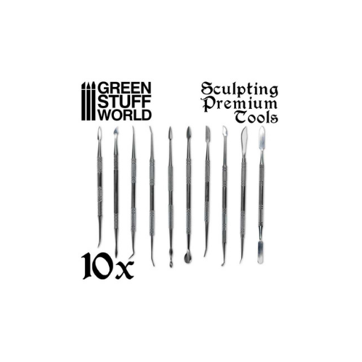 10x Modellierwerkzeug Set Edelstahl mit Ledertasche