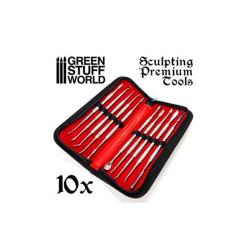 10x Modellierwerkzeug Set Edelstahl mit Ledertasche