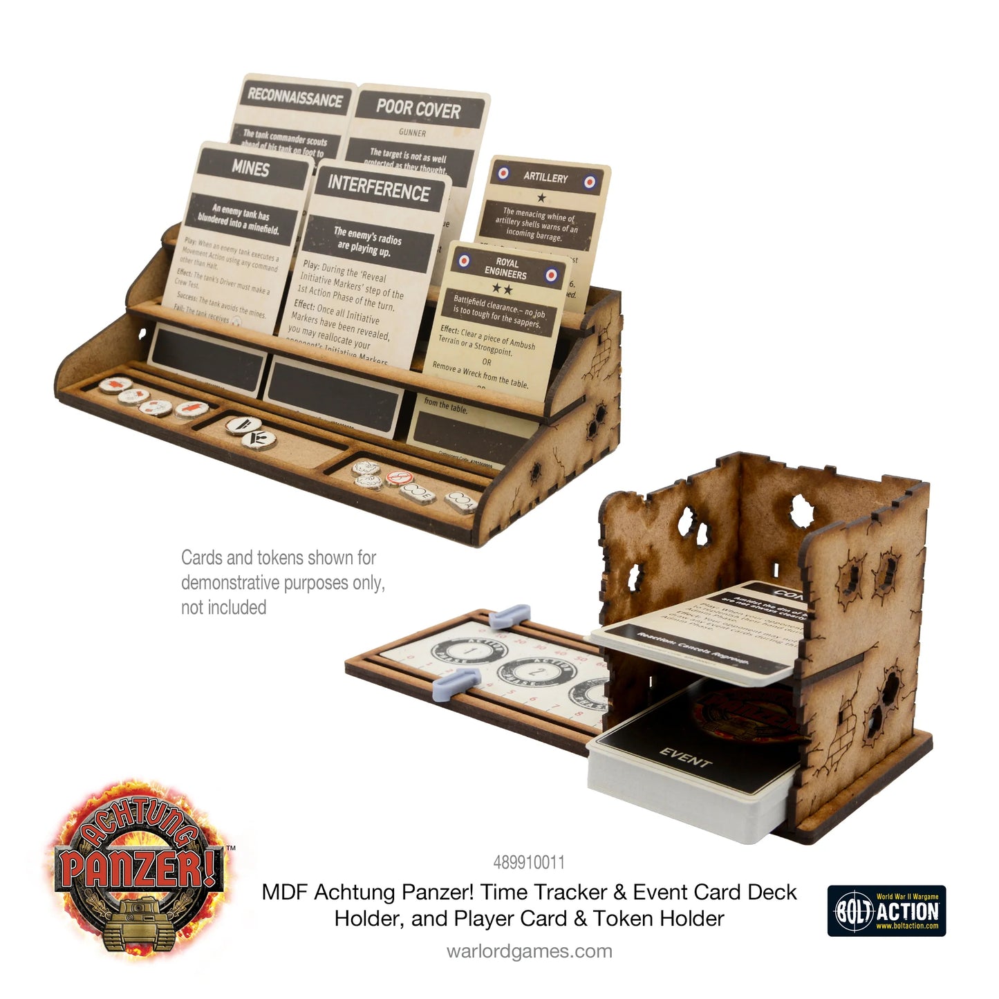MDF Achtung Panzer! Time Tracker & Event Card Deck Holder, And Player Card & Token Holder
