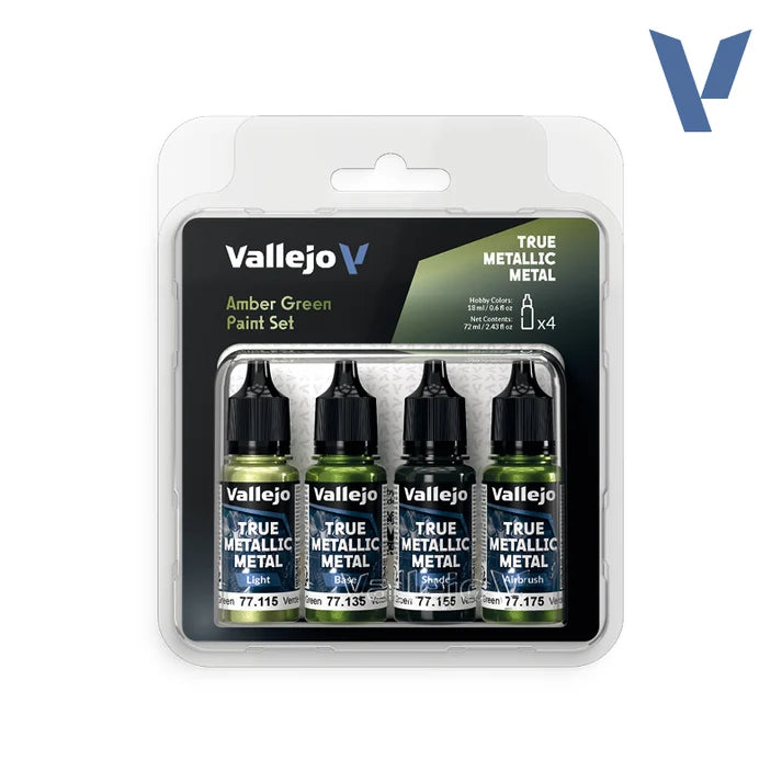 Amber Green Paint Set - 4 metallic paints for miniatures