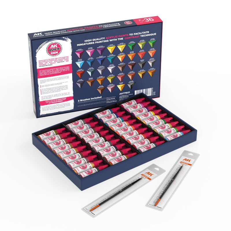 Preorder - QUICK PAINT SET 36 QUICK GEN COLORS (2 BRUSHES)