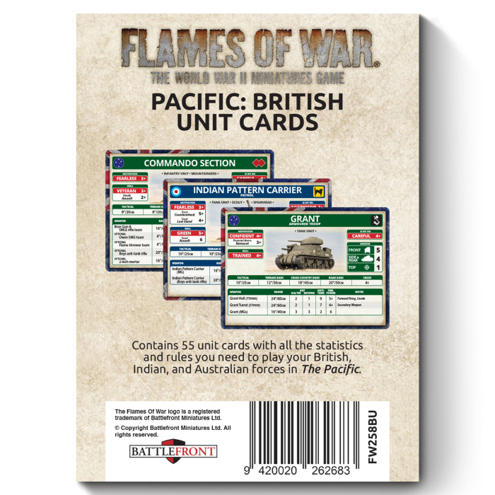 The Pacific: British, Australian & Indian Unit Cards