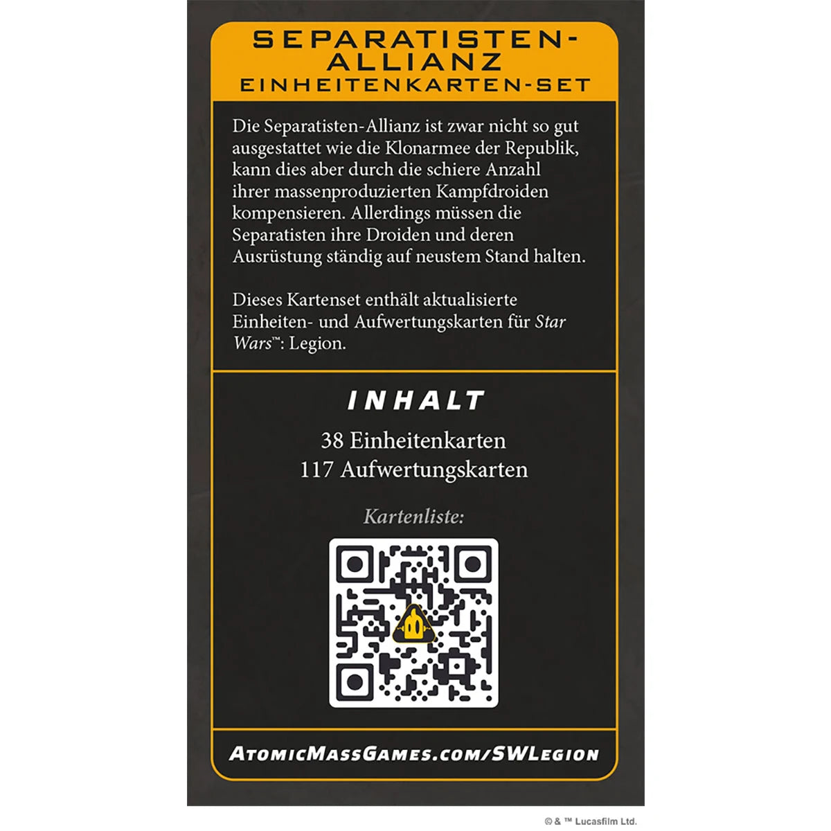 Preorder - Star Wars: Legion – Separatisten-Allianz Einheitenkarten-Set
