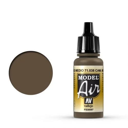 Vallejo Model Air: 038 Camouflage Medium Brown, 17 ml