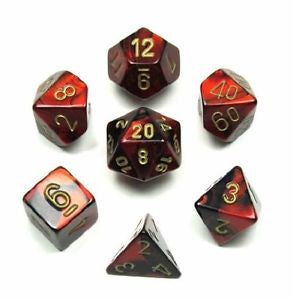Gemini Polyhedral 7-Die Sets Black-Red/gold