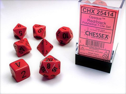 Opaque Polyhedral Red/black 7-Die Set