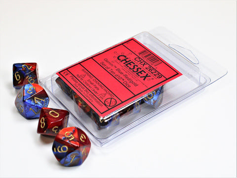 Gemini® Blue-Red/gold Set of Ten d10s