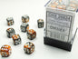 Gemini® 12mm d6 Copper-Steel/white Dice Block™ (36 dice)