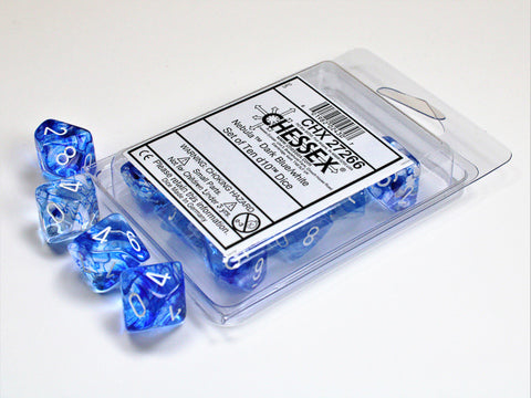 Nebula® Dark Blue/white Set of Ten d10s