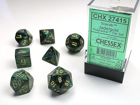 Scarab® Polyhedral Jade/gold 7-Die Set