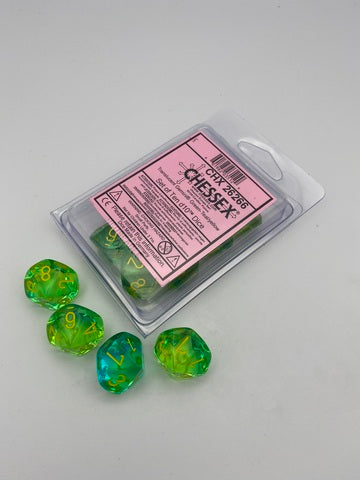 Gemini® Translucent Green-Teal/yellow Set of 10 d10s