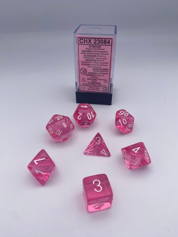Translucent Polyhedral Pink/white 7-Die Set