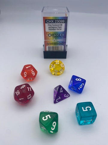 Prism Translucent GM &amp; Beginner Player Polyhedral 7-Die Set