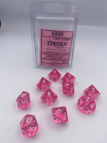 Translucent Pink/white Ten d10TM Set