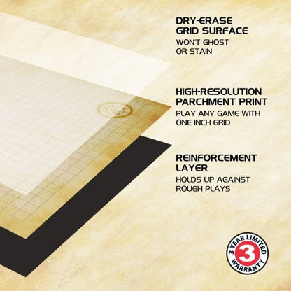 ENHANCE Tabletop RPG Grid Mat Campaign Kit Parchment