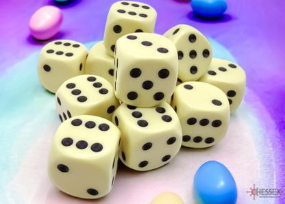 Opaque 16mm d6 Pastel Yellow/black Dice Block™ (12 dice)