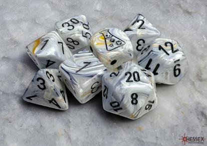 Marble Calcite/blue Polyhedral 7-Dice Set (with bonus die)