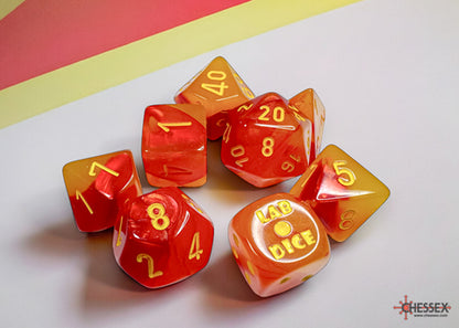 Gemini Gellow-Red/yellow Polyhedral Luminary 7-Dice Set (with bonus die)