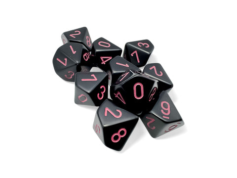 Opaque Black/pink Set of Ten d10s