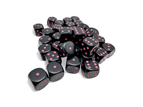 Opaque 12mm d6 Black/pink Dice Block™ (36 dice)