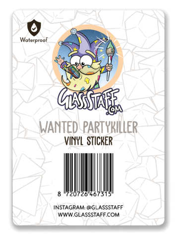 Wanted Partykiller Sticker