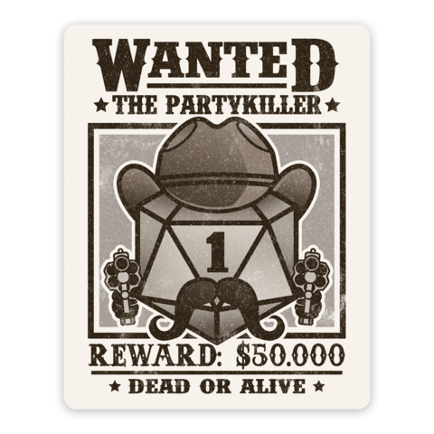 Wanted Partykiller Sticker