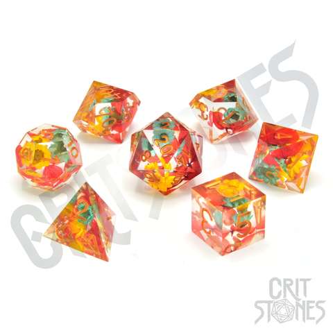 Meadow Bloom Sharp Edge Resin RPG Dice Set