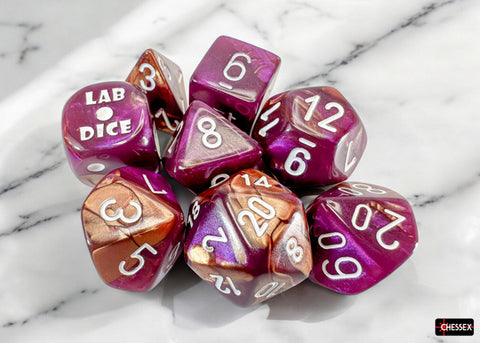 Gemini® Polyhedral Copper-Purple/white 7-Die Set (with bonus die)