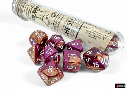 Gemini® Polyhedral Copper-Purple/white 7-Die Set (with bonus die)