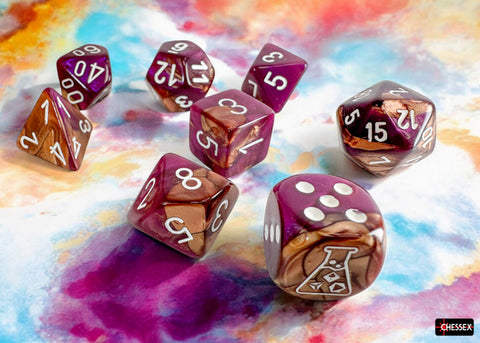 Gemini® Polyhedral Copper-Purple/white 7-Die Set (with bonus die)