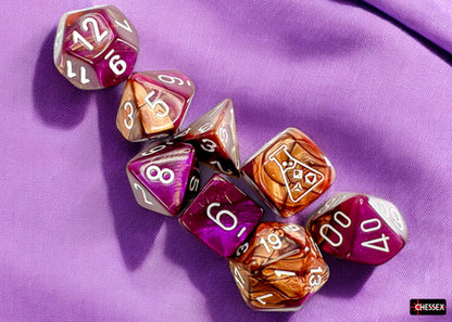 Gemini® Polyhedral Copper-Purple/white 7-Die Set (with bonus die)