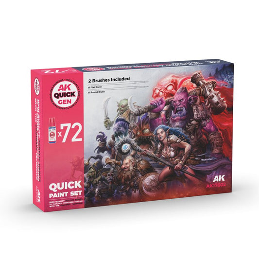 Preorder -  QUICK PAINT SET 72 QUICK GEN COLORS  (2 BRUSHES)