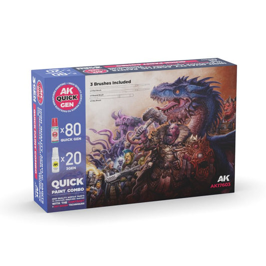 Preorder - QUICK PAINT COMBO SET 100 COLORS (80 QUICK GEN+20 ACRYLIC 3GEN+3 BRUSHES)