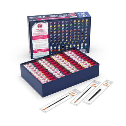 QUICK PAINT COMBO SET 100 COLORS (80 QUICK GEN+20 ACRYLIC 3GEN+3 BRUSHES)