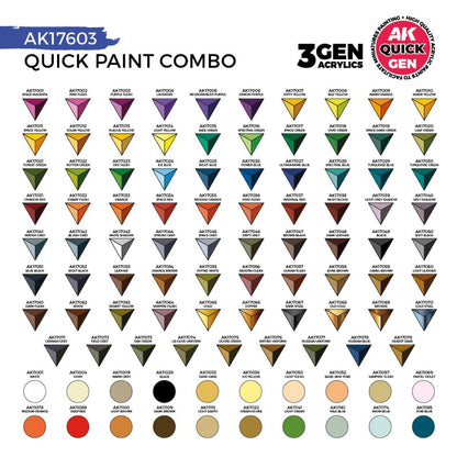 QUICK PAINT COMBO SET 100 COLORS (80 QUICK GEN+20 ACRYLIC 3GEN+3 BRUSHES)