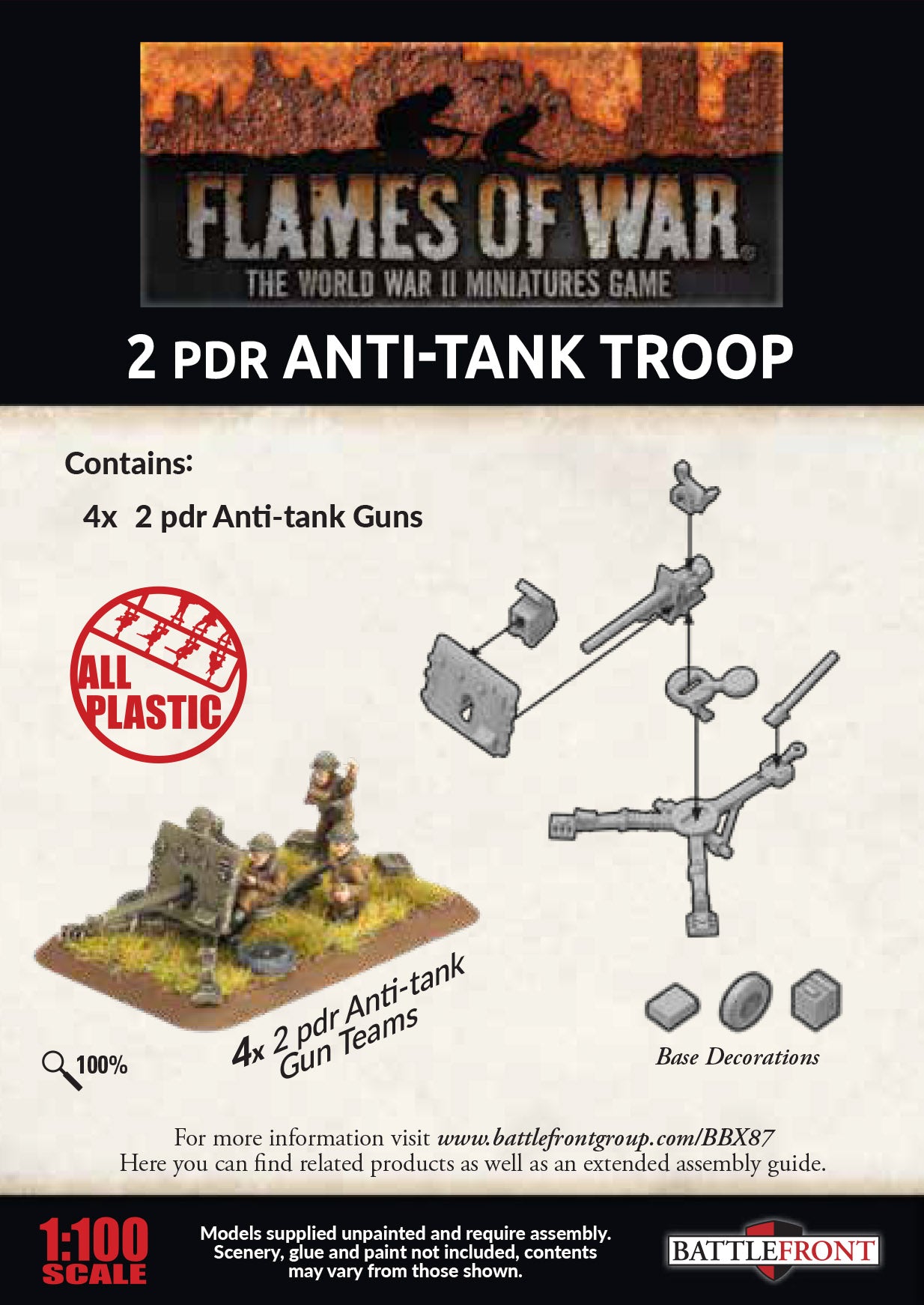 Preorder - 2pdr Antitank Platoon (x4 guns, Plastic)