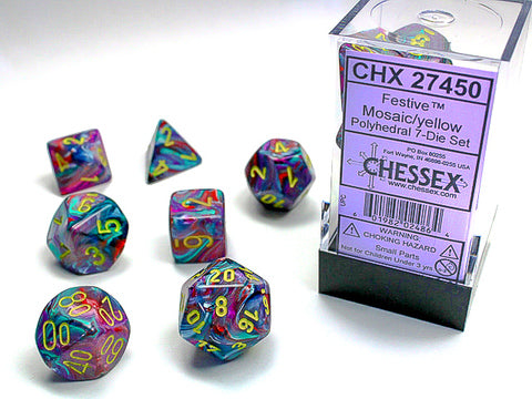 Festive Polyhedral 7-Die Set Mosaic/yellow