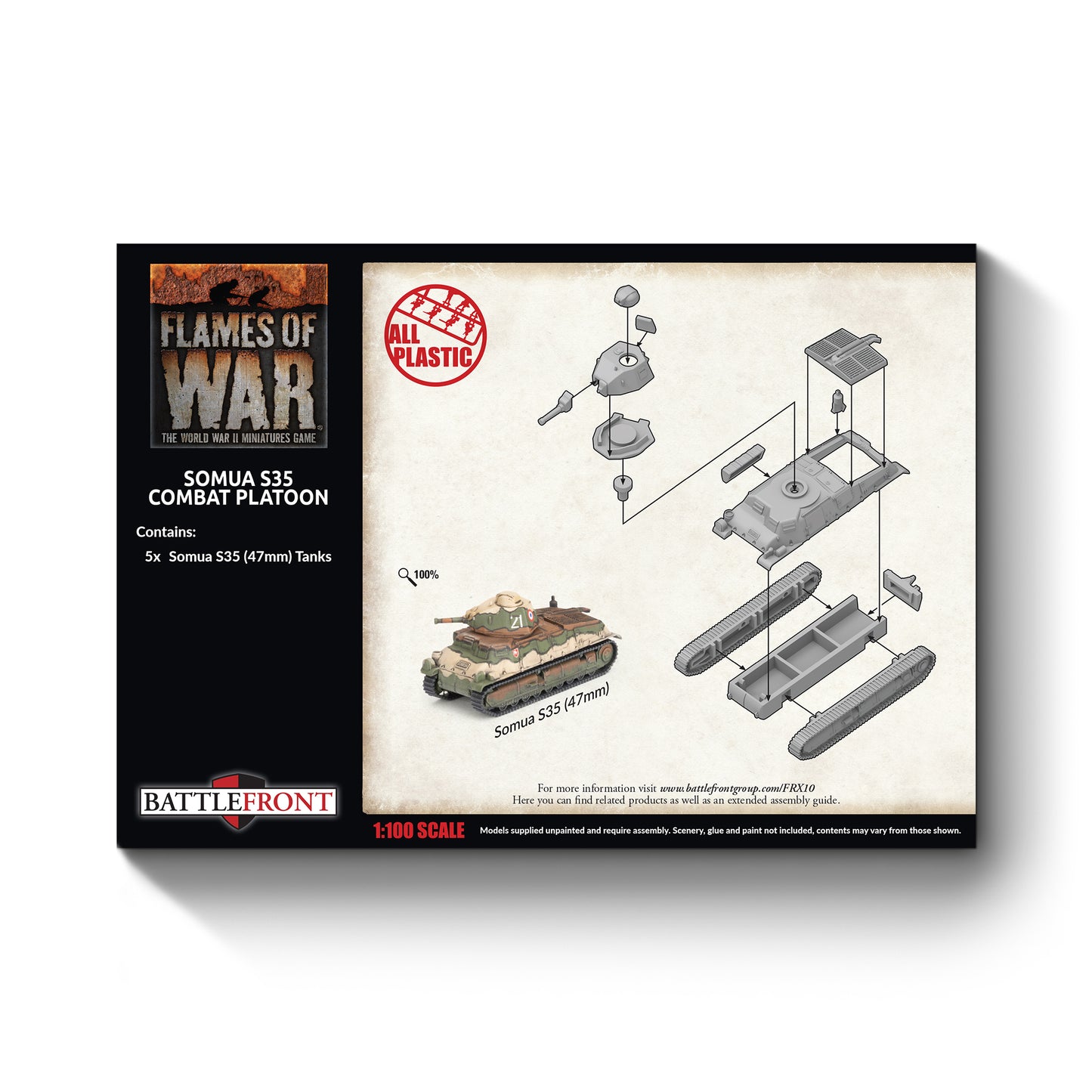 Preorder - S-35 Somua Tank Platoon (x5 Plastic)