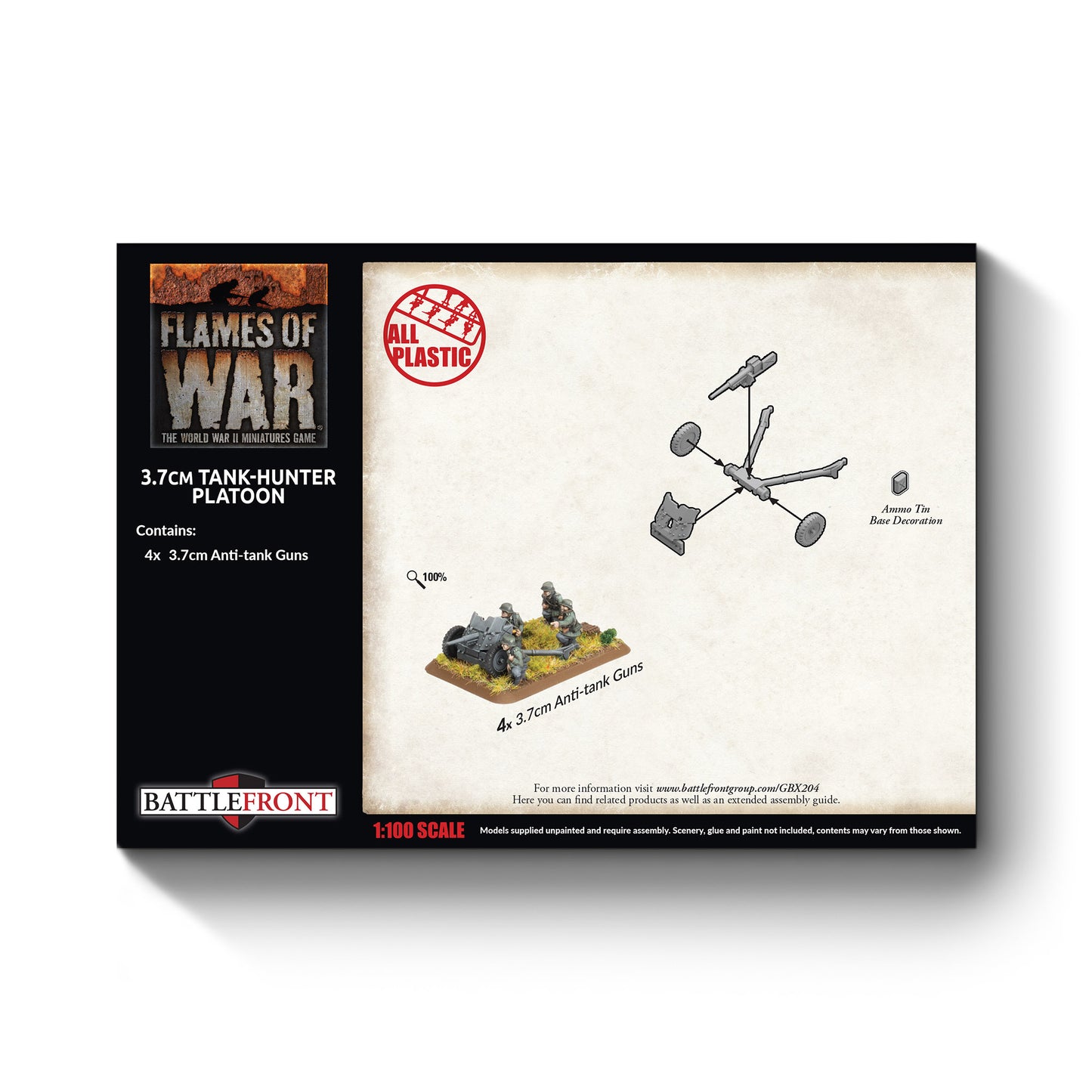 Preorder - 3.7cm Tank Hunter Platoon (Early) (x4 guns Plastic) (EW)