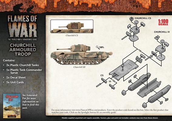 Churchill Armoured Troop (Mid War x3 Tanks Plastic), 3x Churchill tanks