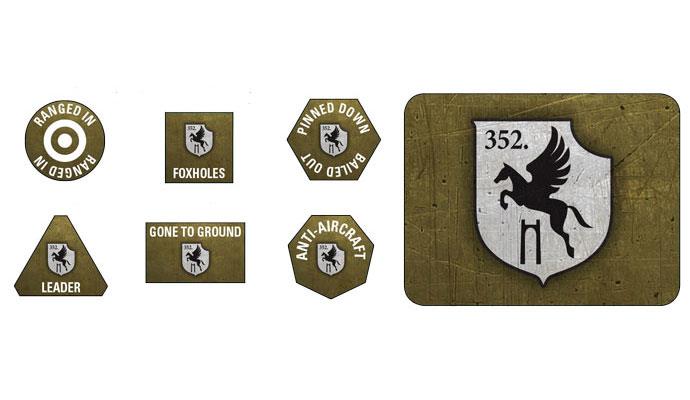 GSO900 352. Infantry Division Tokens (x20) and Objectives (x2)