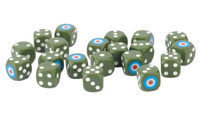 British LW Dice Set, 20x Printed 14mm Dice