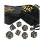 ENHANCE Tabletop RPGs 7pc DnD Metal Dice Set with Case and Dice Bag Black