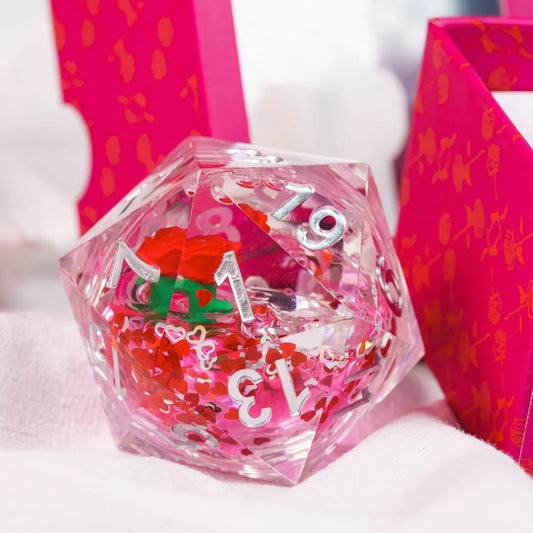 54mm D20 Snow Globe Valentines Rose