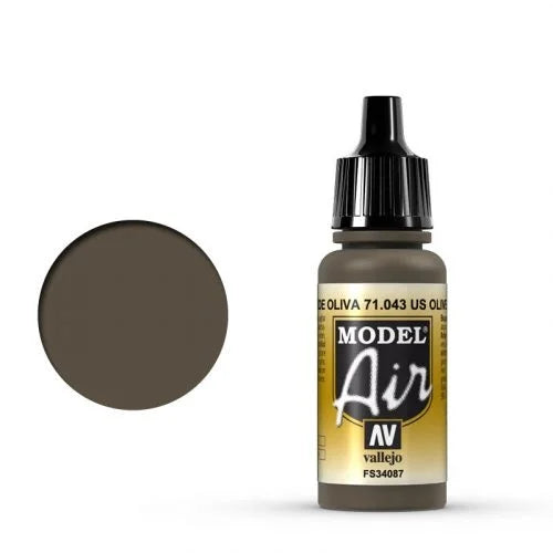 Vallejo Model Air: 043 Olive Drab, 17 ml