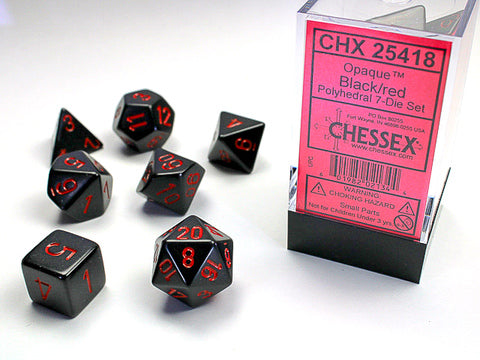 Opaque Polyhedral Black/red 7-Die Set