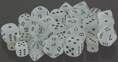 Frosted™ 12mm d6 Clear/black Dice Block™ (36 dice)